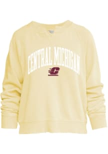 Central Michigan Chippewas Womens Yellow Willow Washed Crew Sweatshirt
