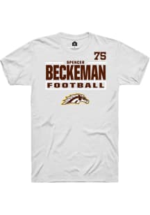 Spencer Beckeman Western Michigan Broncos White Football NIL Stacked Box Short Sleeve Player T Shi..
