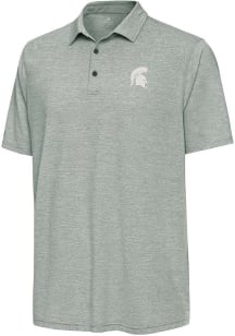 Antigua Michigan State Spartans Mens Green Distressed Stripe Short Sleeve Polo