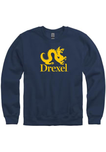 Drexel Dragons Mens Navy Blue Big Logo Long Sleeve Crew Sweatshirt
