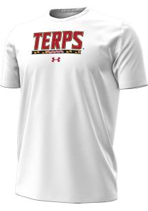 Under Armour Maryland Terrapins White Terps Bar Performance Short Sleeve T Shirt