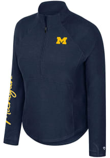 Colosseum Michigan Wolverines Womens Navy Blue Gravity Qtr Zip Pullover