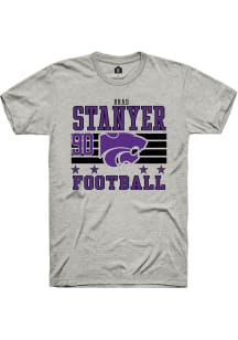 Brad Stanyer K-State Wildcats Ash Football NIL Striped Short Sleeve Player T Shirt