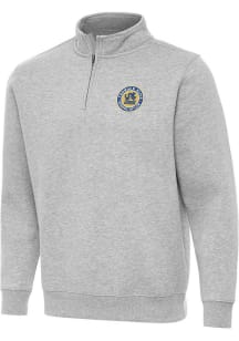 Antigua Drexel Dragons Mens Grey Victory Thomas R. Kline School of Law Long Sleeve Qtr Zip Pullove..