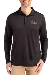 Cutter and Buck Pitt Panthers Mens Black Coastline Long Sleeve Polo Shirt
