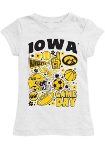 Vive La Fete Iowa Hawkeyes Toddler Girls White Lexie Short Sleeve T-Shirt