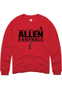 Cyrus Allen Cincinnati Bearcats Mens Red Football NIL Stacked Box Player Crew