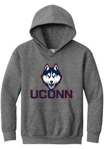 Summit Sportswear UConn Huskies Youth Graphite Primary Logo Long Sleeve Hoodie