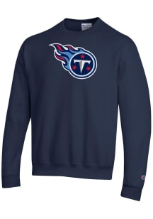 Champion Tennessee Titans Mens Navy Blue Powerblend Long Sleeve Crew Sweatshirt