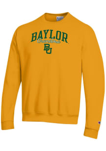 Champion Baylor Bears Mens Gold Grandma Script Powerblend Long Sleeve Crew Sweatshirt