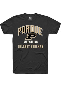 Delaney Ruhlman Purdue Boilermakers Black NIL Arch Logo Short Sleeve Player T Shirt