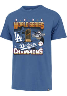 47 Los Angeles Dodgers Blue 2025 World Series Champions Trophy Franklin Short Sleeve Fashion T Shi..
