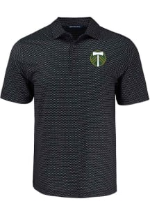Cutter and Buck Portland Timbers Mens Black Pike Shadow Check Short Sleeve Polo