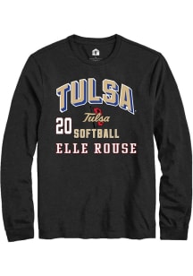 Elle Rouse Tulsa Golden Hurricane Black NIL Arch Logo Long Sleeve Player T Shirt
