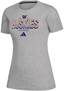 Adidas Washington Huskies Womens Grey Heat Seal Creator Short Sleeve T-Shirt