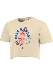 Kansas Jayhawks Womens Ivory Miss Americana Short Sleeve T-Shirt