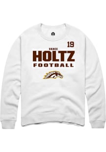 Vance Holtz Western Michigan Broncos Mens White Football NIL Stacked Box Player Crew