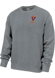 Nike Virginia Tech Hokies Mens Grey Vault Embroidered Club Fleece Long Sleeve Crew Sweatshirt