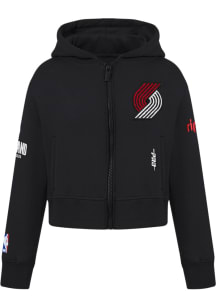 Pro Standard Portland Trail Blazers Girls Black Classic Essentials Long Sleeve Full Zip Hooded Swe..