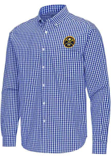 Antigua Denver Nuggets Mens Navy Blue Ellis Long Sleeve Dress Shirt