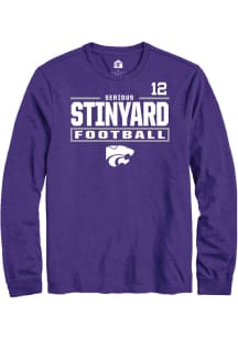 Serious Stinyard K-State Wildcats Purple Football NIL Stacked Box Long Sleeve Player T Shirt
