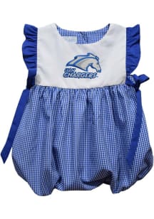 Vive La Fete UAH Chargers Baby Girls Blue Gingham Bubble Short Sleeve Dress