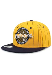 Michigan Wolverines Yellow 2T Pinstripe Original Retro Circle Wool Blend Mens Snapback Hat