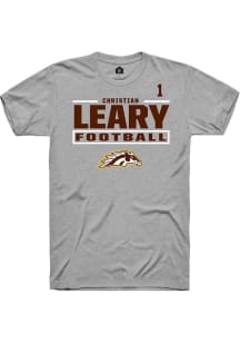 Christian Leary Western Michigan Broncos Grey Football NIL Stacked Box Short Sleeve Player T Shirt