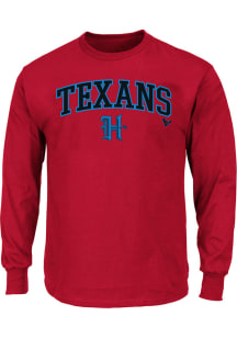 Houston Texans Mens Red Arch Name Hometown Logo Big and Tall Long Sleeve T-Shirt
