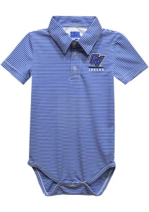 Vive La Fete Grand Valley State Lakers Baby Blue Pencil Stripe Short Sleeve One Piece Polo