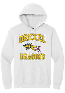 Summit Sportswear Drexel Dragons Mens White No 1 Neutral Long Sleeve Hoodie