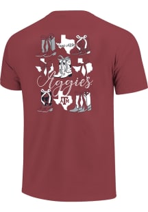 Texas A&M Aggies Womens Maroon Boots and Bows Short Sleeve T-Shirt