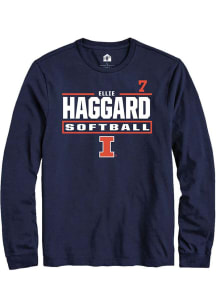 Ellie Haggard  Illinois Fighting Illini Navy Blue Rally NIL Stacked Box Long Sleeve T Shirt