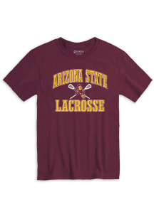 Arizona State Sun Devils Maroon Number One Lacrosse Short Sleeve T Shirt