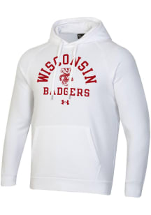 Under Armour Wisconsin Badgers Mens White All Day Fleece Long Sleeve Hoodie
