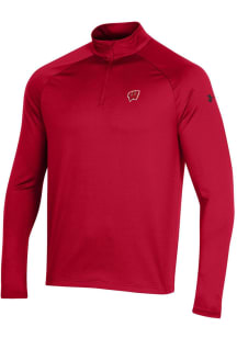 Under Armour Wisconsin Badgers Mens Red Performance 2.0 Long Sleeve Qtr Zip Pullover