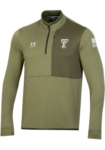 Under Armour Texas Tech Red Raiders Mens Olive Sideline Freedom Long Sleeve Qtr Zip Pullover