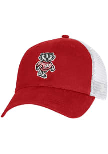 Under Armour Wisconsin Badgers Washed Performance Cotton Trucker Durable Adjustable Hat - Red