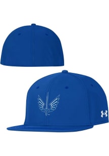 Under Armour St Louis Battlehawks Mens Blue Huddle Stretch Fit Flat Bill Fitted Hat