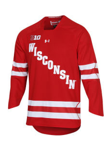 Under Armour Wisconsin Badgers Youth Red #1 SL Universal Replica Hockey Jersey
