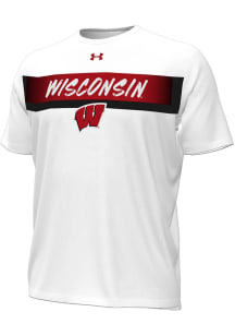 Under Armour Wisconsin Badgers White Gameday Armourfuse Short Sleeve T Shirt