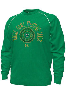 Under Armour Notre Dame Fighting Irish Mens Kelly Green Iconic Gameday Rival Fleece Long Sleeve Cr..