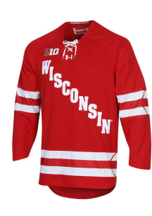 Under Armour  Wisconsin Badgers Mens Red Hockey Replica Hockey Jersey