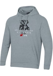 Under Armour Wisconsin Badgers Mens Grey Tonal Logo All Day Long Sleeve Hoodie