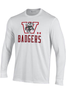 Under Armour Wisconsin Badgers White No. 1 Tech Long Sleeve T Shirt