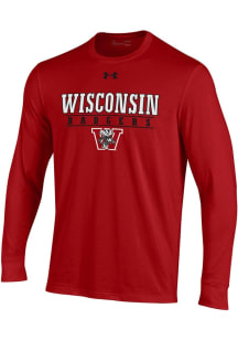 Under Armour Wisconsin Badgers Red No. 1 Tech Long Sleeve T Shirt