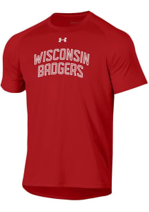 Under Armour Wisconsin Badgers Red Arch Name Tech Short Sleeve T Shirt