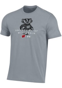 Under Armour Wisconsin Badgers Grey Tonal Logo Short Sleeve T Shirt