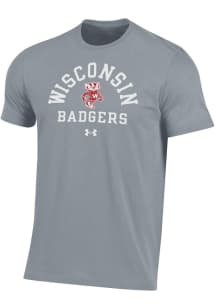 Under Armour Wisconsin Badgers Grey No. 1 Graphic Short Sleeve T Shirt
