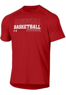 Under Armour Wisconsin Badgers Red Basketball Short Sleeve T Shirt